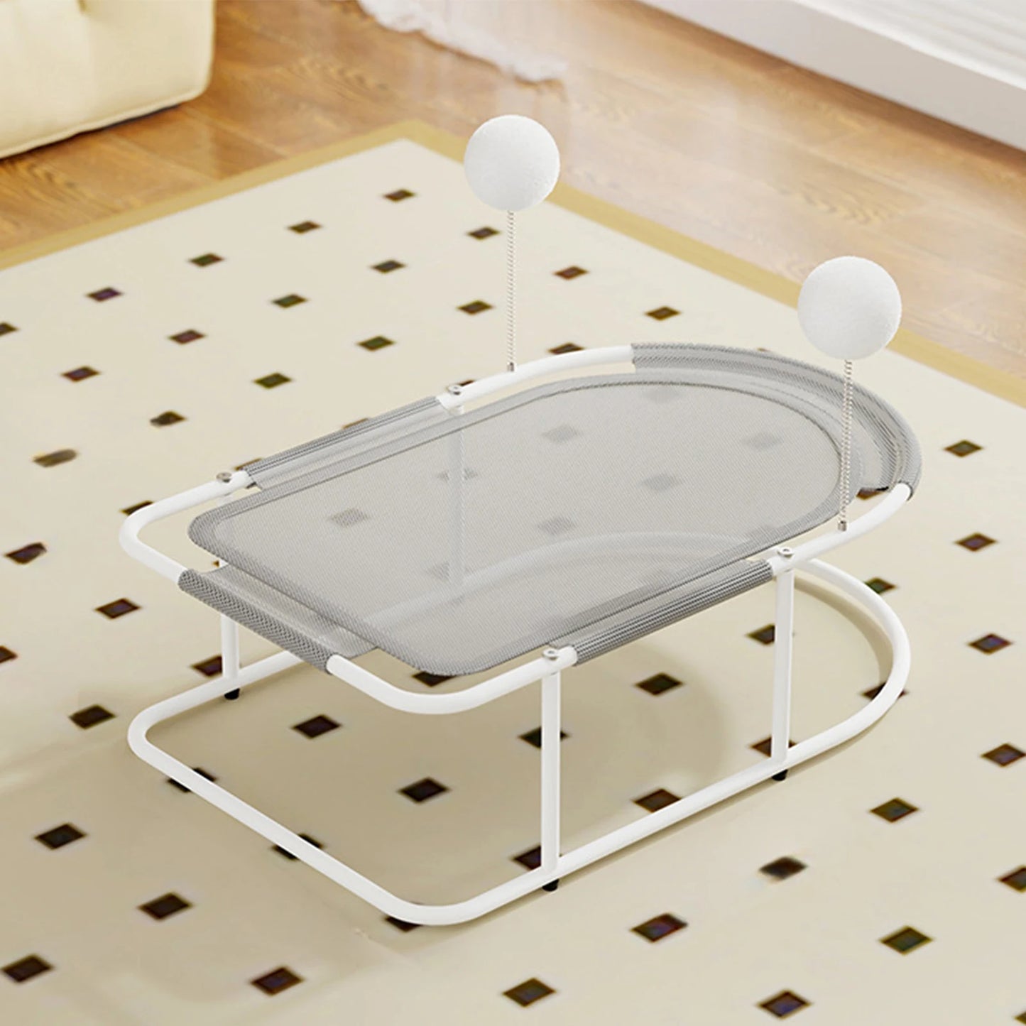 Free-Standing Elevated Cat Bed With Washable Breathable Mesh for Pets (Grey)