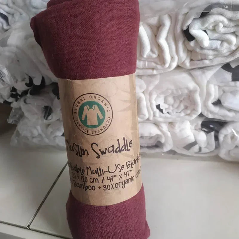 Baby Swaddle Bamboo Cotton Blanket Wrap Gauze Feeding Scraf Burp Cloths Bath Towel Baby Swaddle Small Size Solid Color BabyStuff