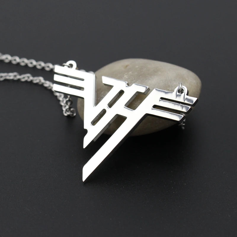 Hot VH Charm Eddie Van Halen band Logo Stainless Steel Pendant Necklace Jewelry 24" Chain US STOCK