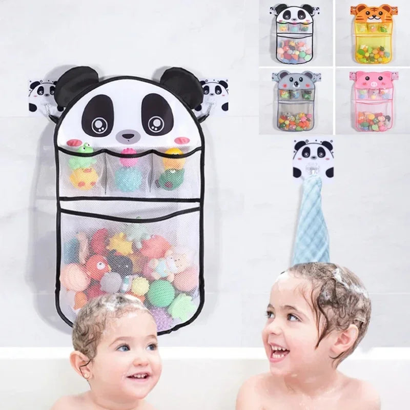 Cartoon Animal Shower Hanging Basket Cute Mesh Bag Bathroom Storage Organizer Holder for Children Baby Bath Water Toy Net Pouch