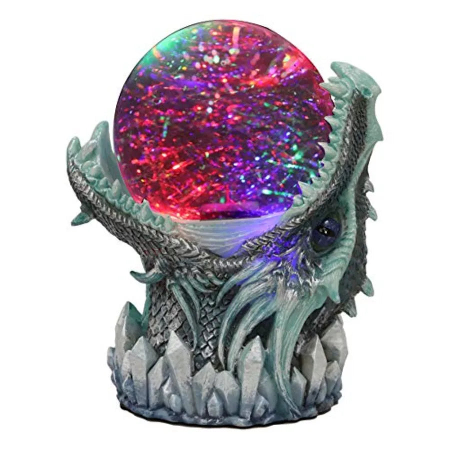 Blue ICY Frost Giant Leviathan Dragon LED Night Light Glitter Sparkle Water Globe Storm Ball Figurine with Sound Activated Sens