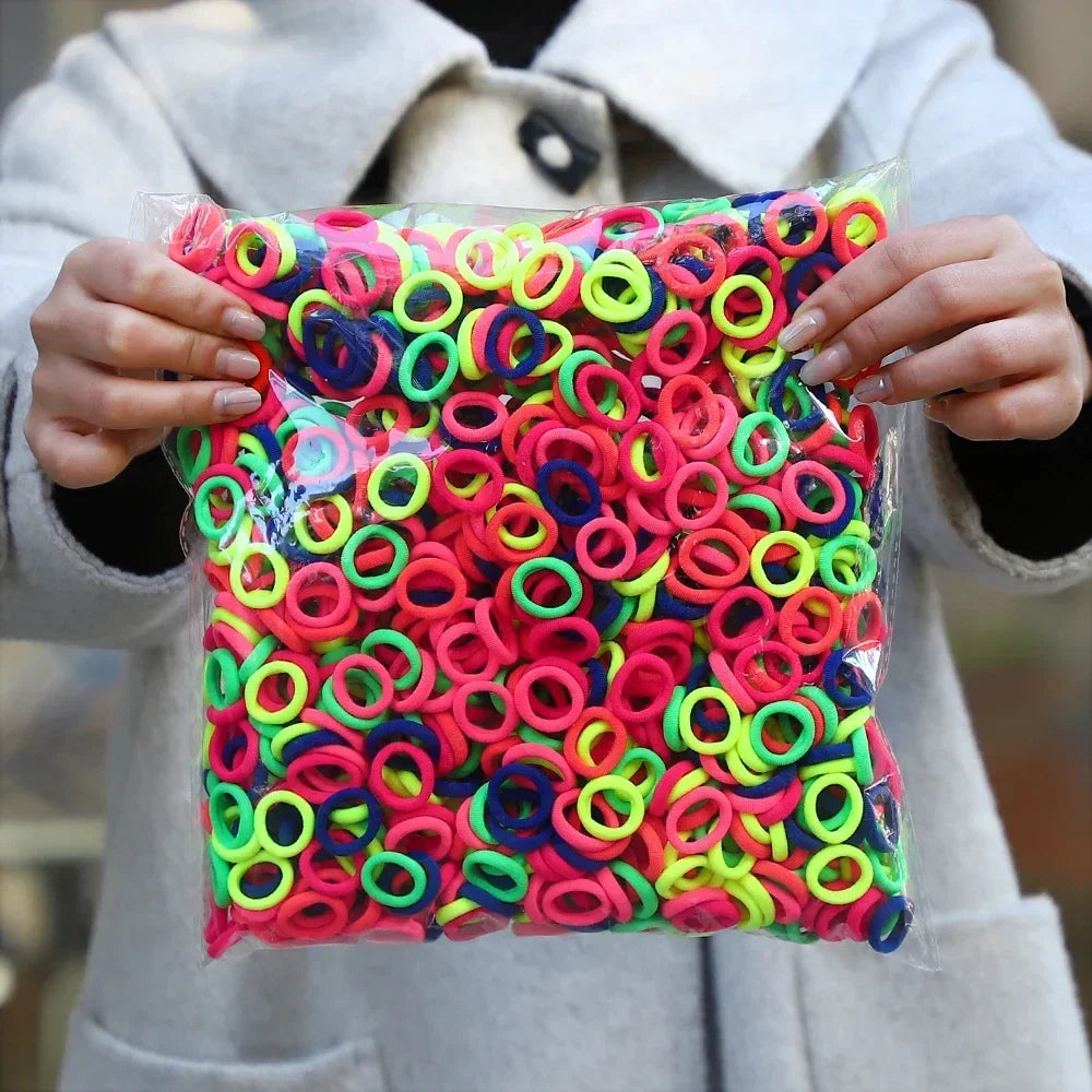 50Pcs Colorful Nylon Elastic Hair Ties for Girls Ponytail Hold Scrunchie Rubber Band Kid Fashion Hair Accessories