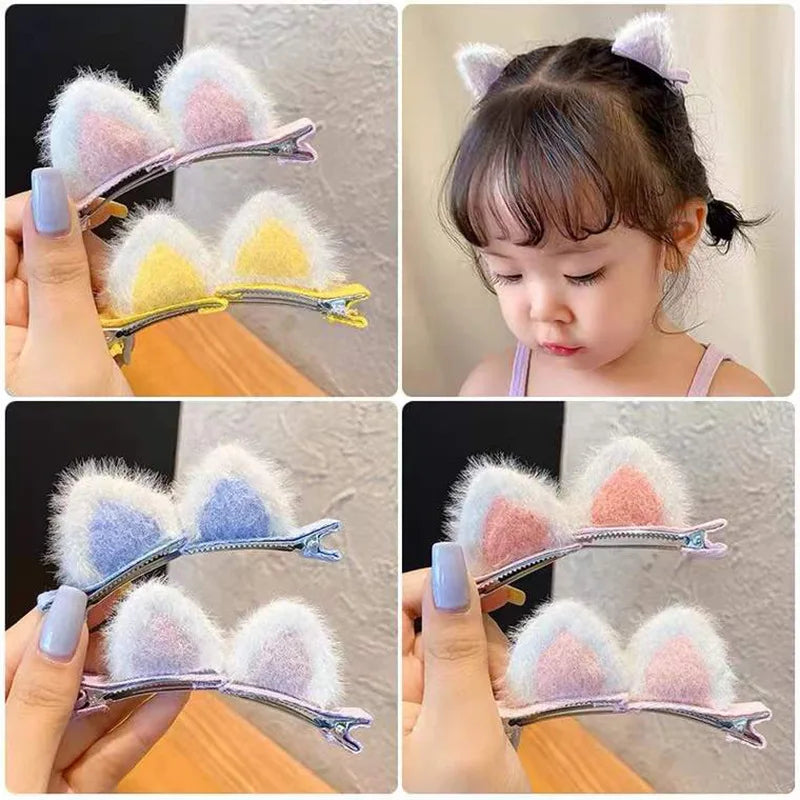 Cute Cartoon Plush Cat Ears Steamed Cat Ear Shaped Bread Stereo Hair Clips For Little Girls Korea Style Soft Comfortable Hair Accessories Perfect For Daily Wear Party And Photo Shoots