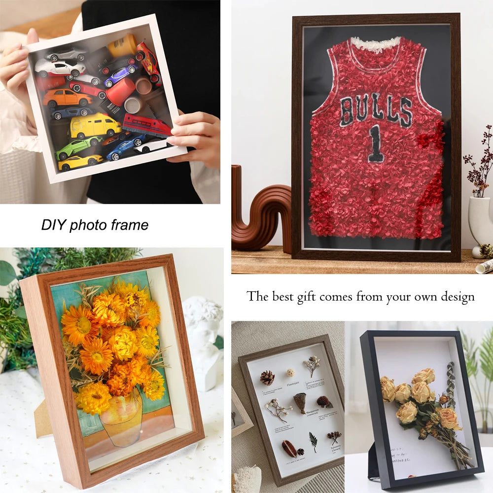 Shadow Box Depth 3cm Wooden Photo Frame for Displaying Three-Dimensional Works Nordic DIY Wood Picture Frame Photo Decor