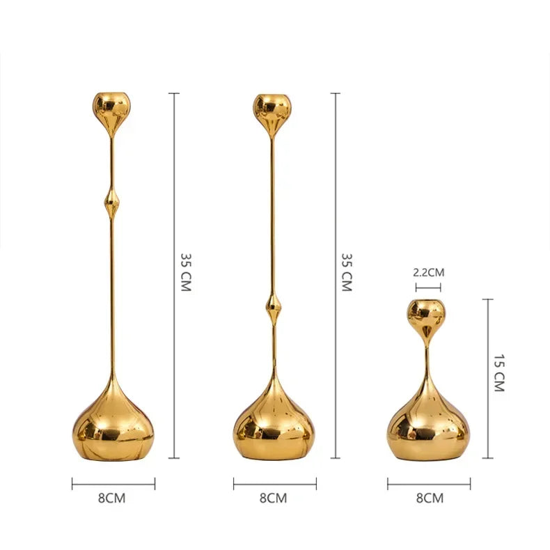 Silver Candle Holder, Metal Candlestick Romantic Art Table Decoration For Home Dining , Wedding Photography Props