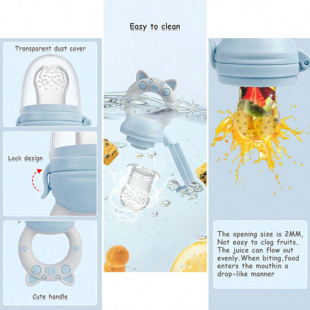 TYRY.HU 4pcs/set Silicone Fruit & Vegetable Feeder for Infants and Toddlers 6-36 months Food Grade Teething & Feeding Pacifier