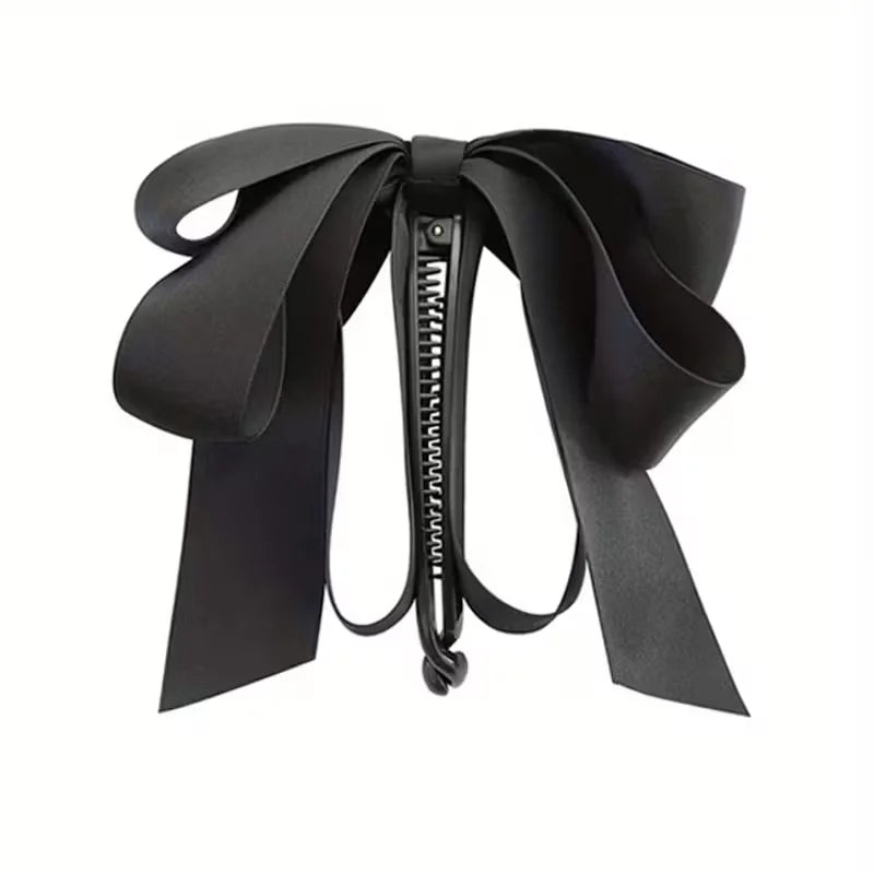 High end satin bow tassel hair clip Y2K style hairstyle decoration ponytail accessory for women Valentine's Day gift