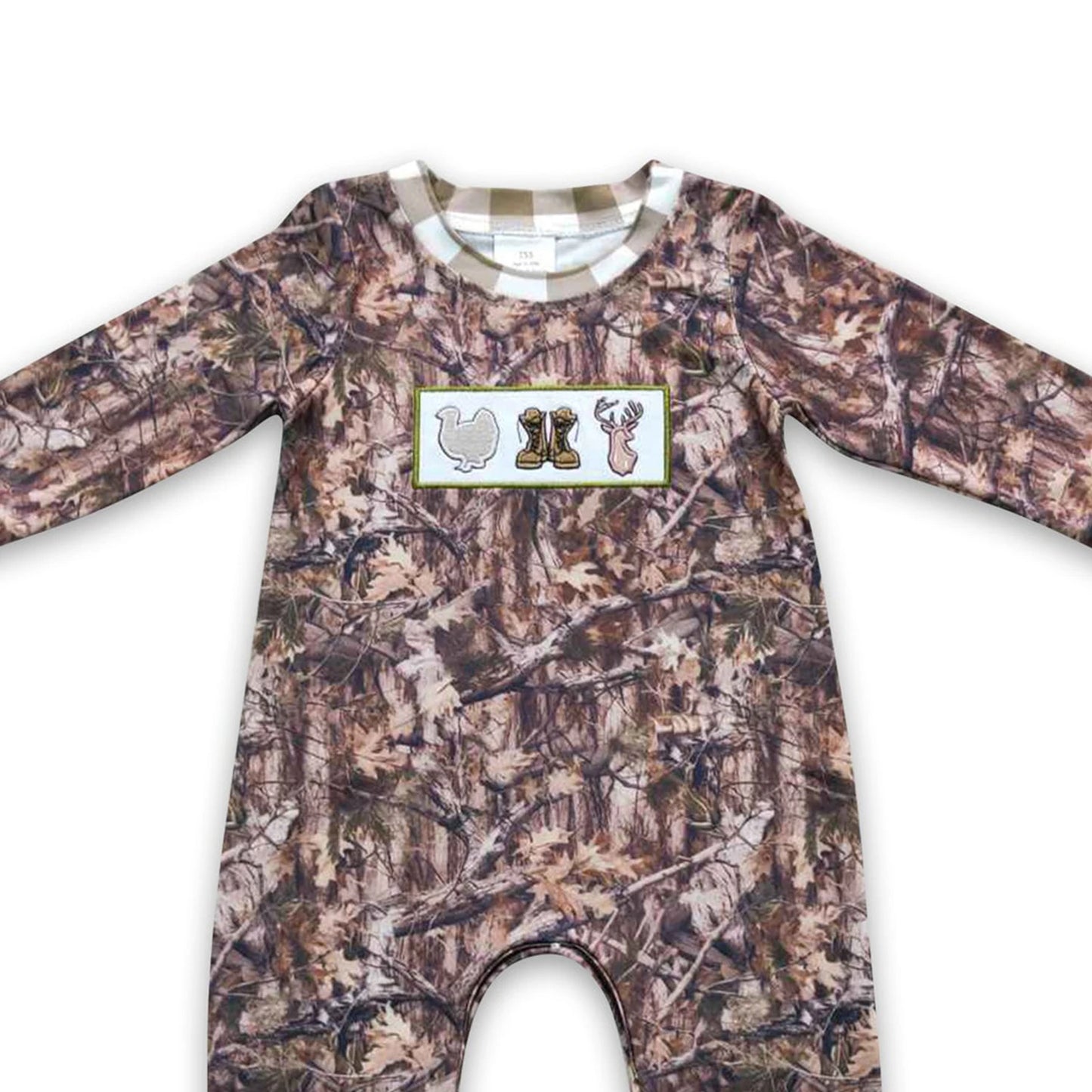 Baby Boys Hunting Boots Turkey Deer Camo Fall Rompers