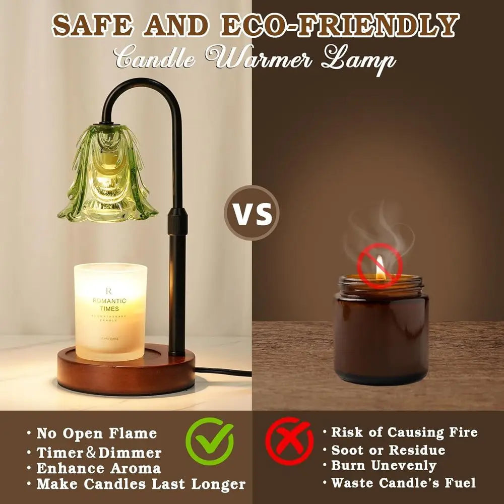 Candle Warmer Lamp with Timer, Adjustable Green Lamp Warmer or Jar Candles, Unique Women Gifts or Birthday, Dimmable Candle Heat