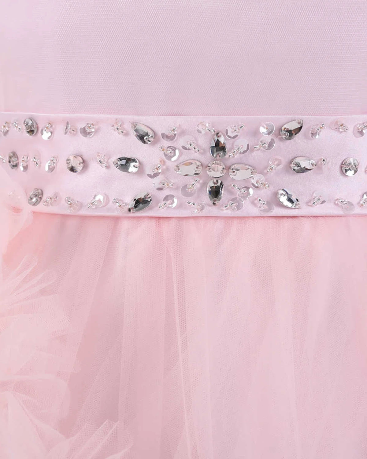 Girls Blush Pink Cap Sleeve Illusion Back Sweetheart Neckline Ruffled Tulle Flower Girl Dress With Large Back Bow For Wedding Party