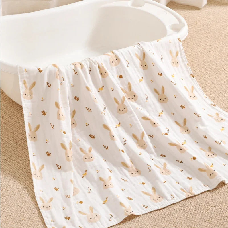 4 Layer Cotton Newborn Baby Bath Towel Swaddle Blanket Babies Bedding Gauze Blankets Stroller Cover Children's Shower Towel