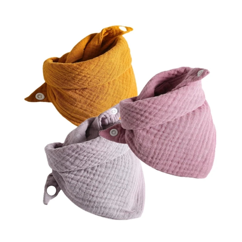 3Pcs/lot Baby Muslin Bibs Soft Cotton Solid Color Bibs Saliva Towel Boys Girls Feeding Apron Bandana Drool Stuff Bibs