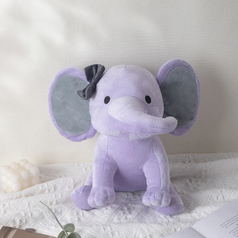 25cm/9.84in Soft Elephant Plush Stuffed Animal - Cute Fluffy Colorful Plush Toy (Multiple Colors: Pink/Blue/Purple/Rainbow) - Id