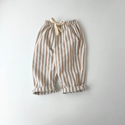 Children's Clothing Linen Cotton Shorts Summer Girls Boys Stripe Pants Kids Baby Casual Vintage Loose Short Pant Girl Clothes