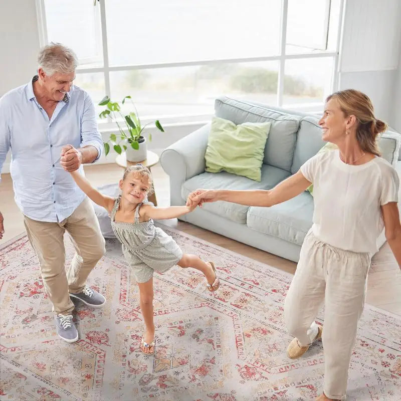 Washable Low-Pile Area Rug 3x5, Non-Slip, Non-Shedding, Foldable, Kid & Pet Friendly - Ideal for Living Room, Bedroom, Kitchen