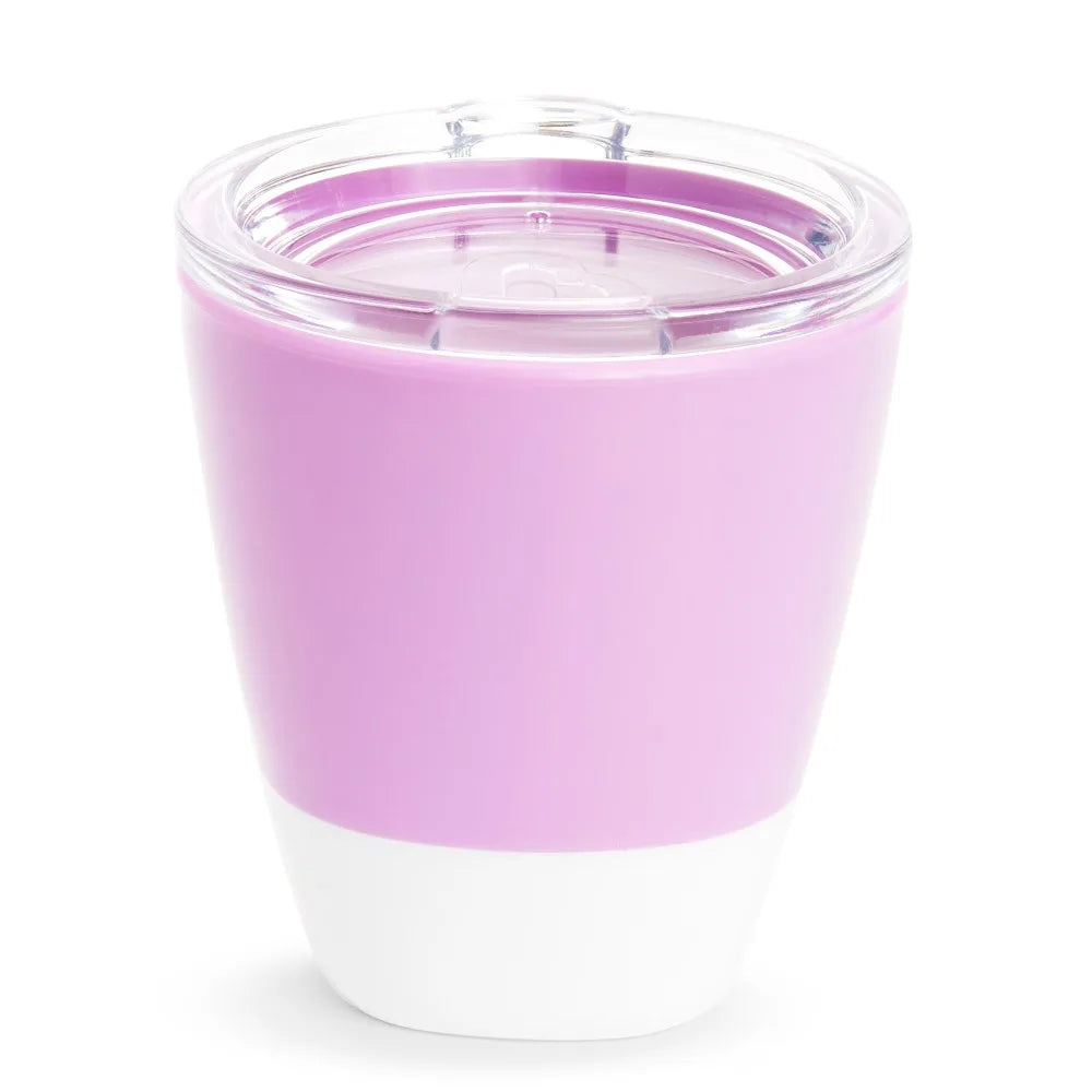 Training Sippy Cup for Toddlers 7oz Leak Proof Spill Proof Open Cup with Lid Purple Baby Water Milk Juice Cup