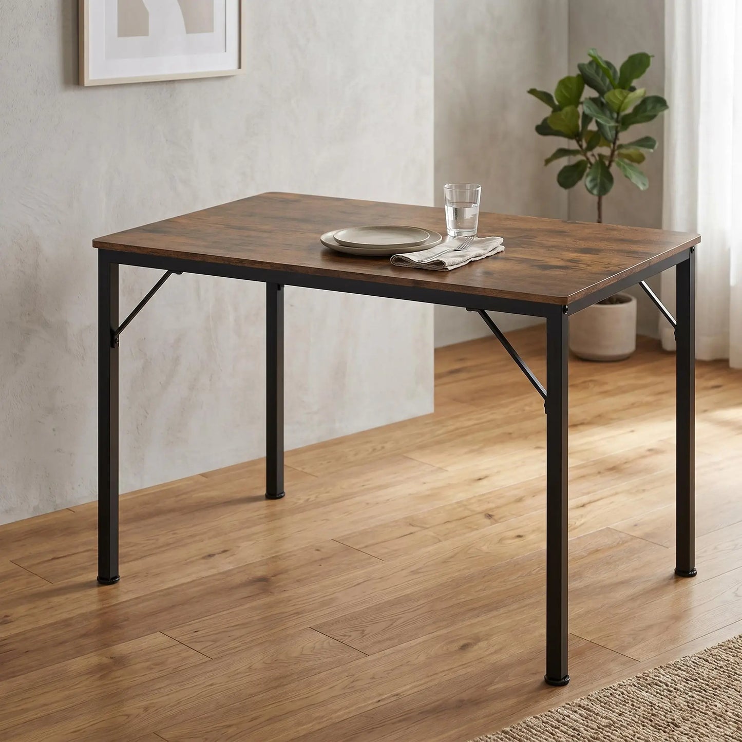 43.3" Industrial Dining Table for 4 – Black Kitchen Desk for Dining Room, Living Room or Apartment (Table Only)