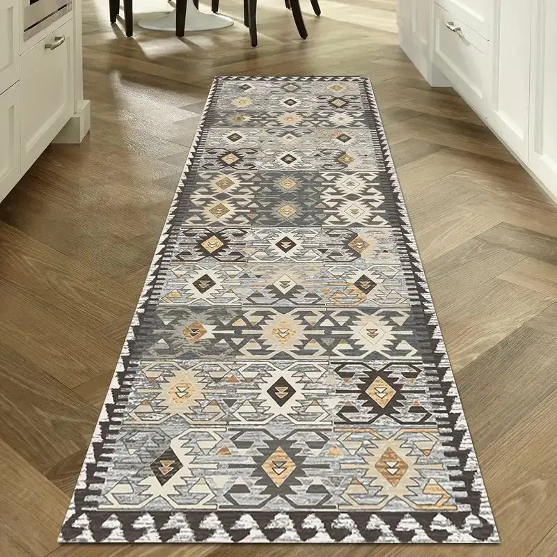 Bohemian Corridor Carpet Geometric Pattern Crystal Velvet Floor Mat Entrance Kitchen Staircase Long Rug Home Decoration