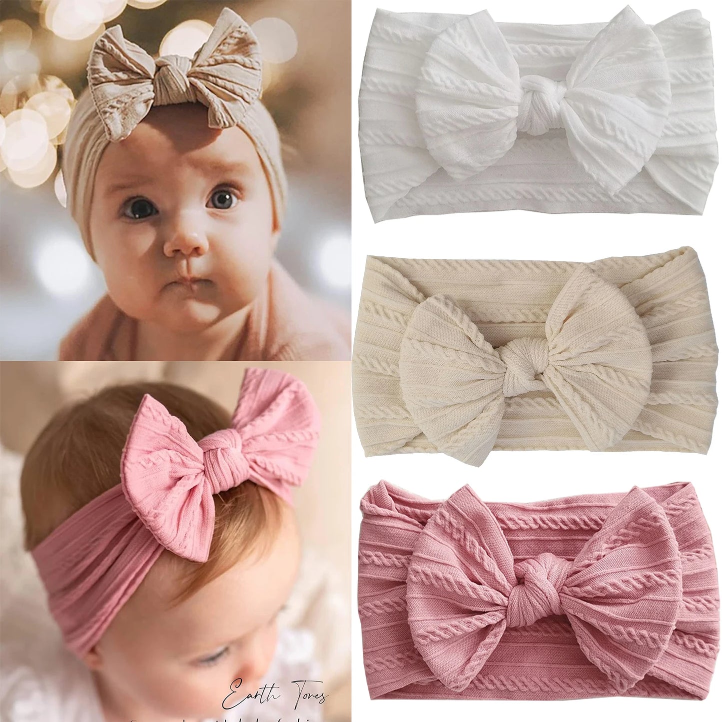 1/3Pcs Solid Color Baby Headband Bow Children Hair Band Elastic Nylon Newborn Soft Turban Headwrap Kid Hair Accessories