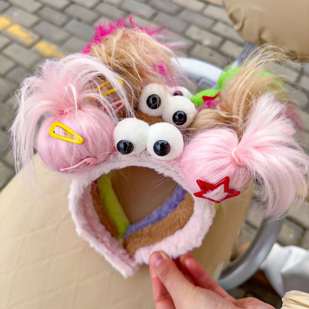 Plush Ugly Doll Hairband Women Creative Funny Headband Cute Wash Face Hoop Winter Hair Accessories Soft Fluffy Comfortable Hair Band For Daily Makeup Skincare And Cold Weather Stylish Novelty Hair Accessory hair bands for wom
