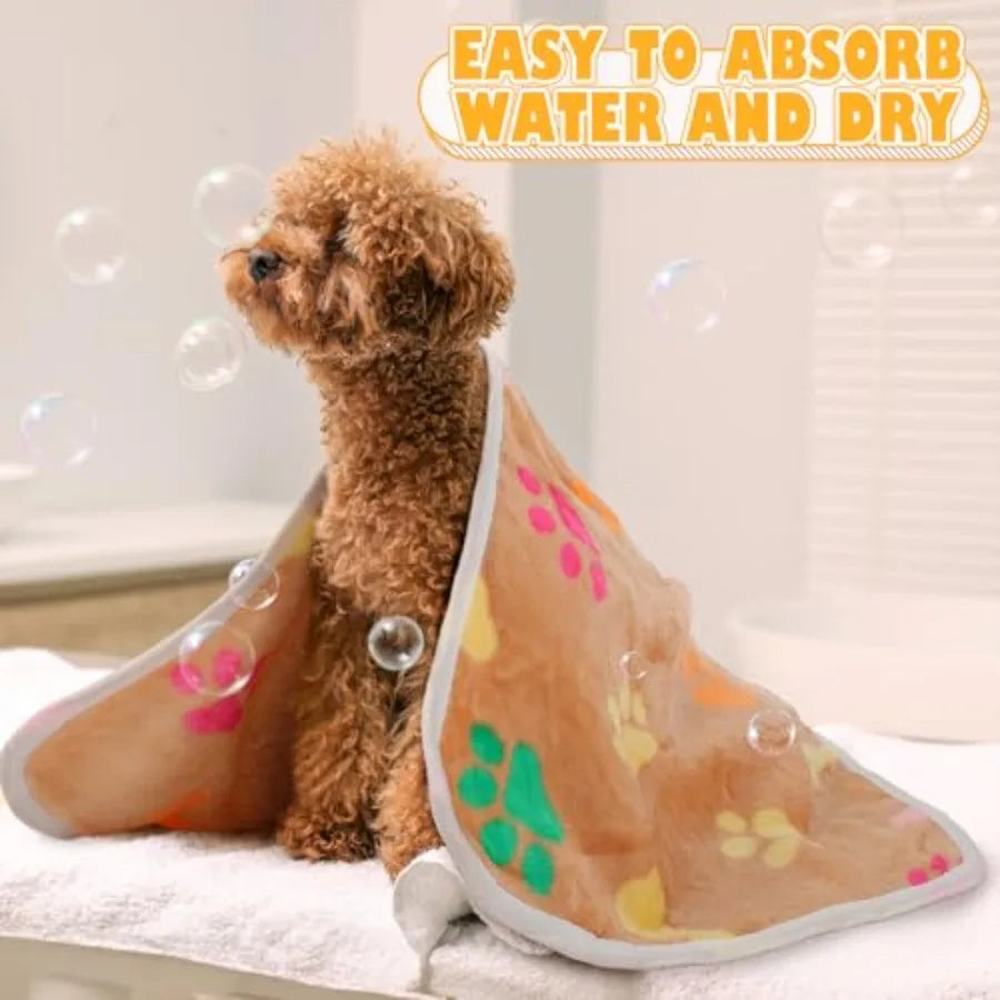 18 Pcs Fleece Pet Blanket Soft Warm Sleep Mat Fluffy Cute Puppy Supplies Paw Bone Star Elephant Dot Heart Print Design Bed Blan