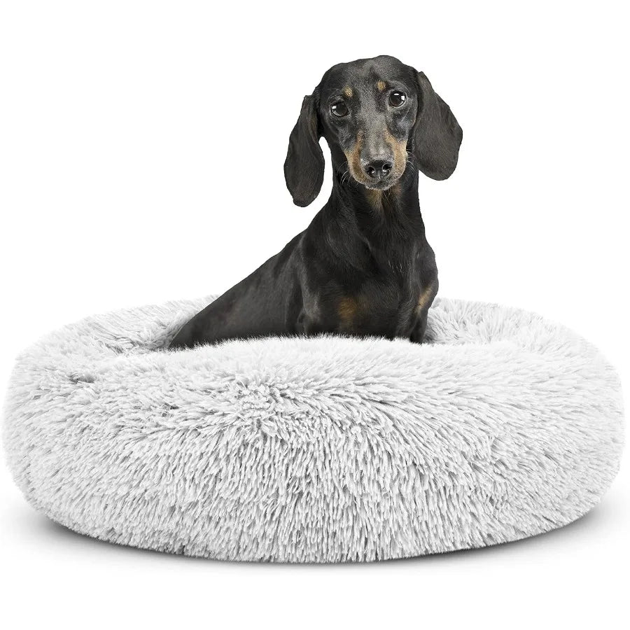 Small Ice White Fur Calming Nest Bed for Dogs Ideal for Small Breeds Perfect for Cozy Rest at Home or Travel Soft and Warm Desi
