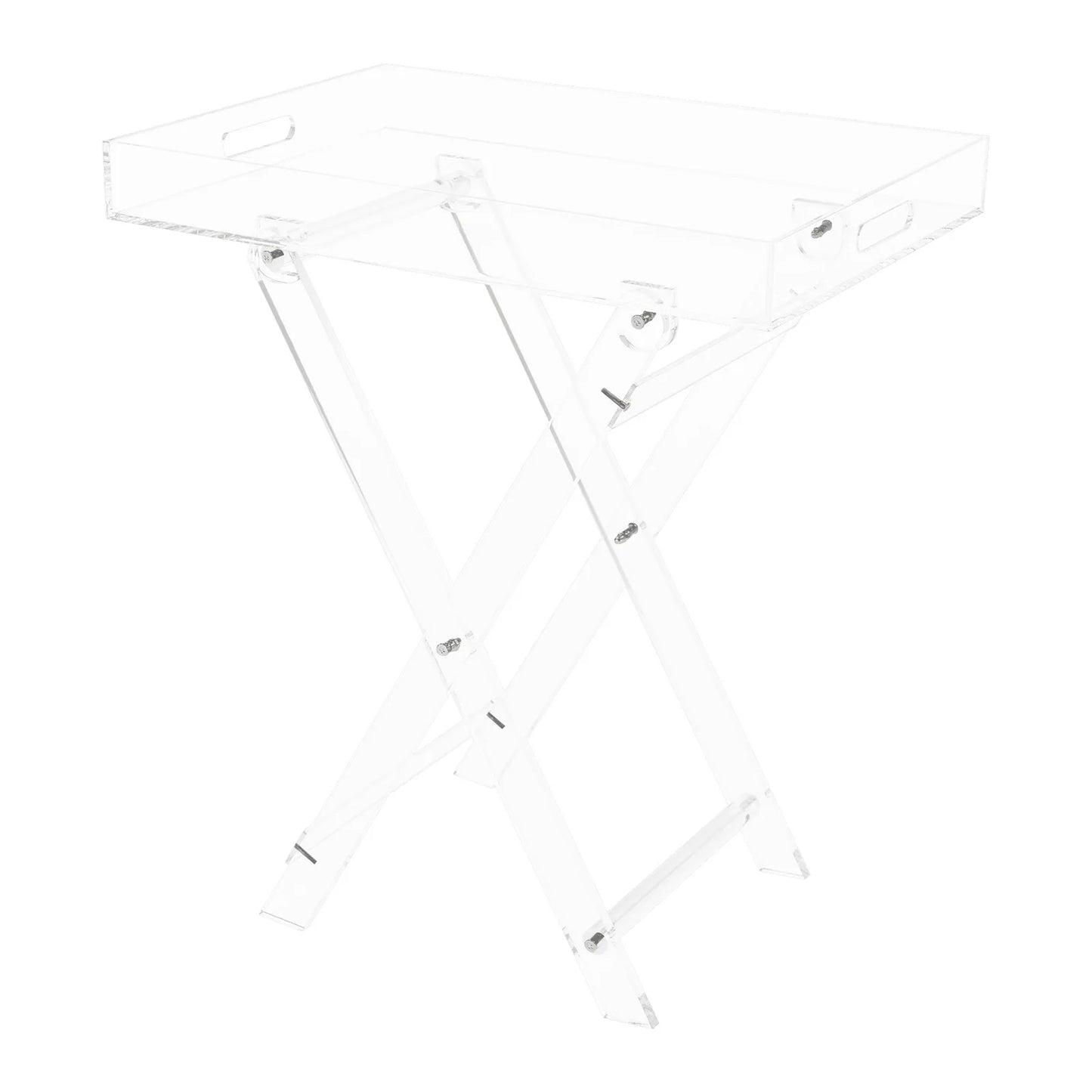 Acrylic Folding Tray Table, Clear Small Folding Tray, Space Saving Side Table for Living Room Bedroom Kitchen, Coffee TV Desk