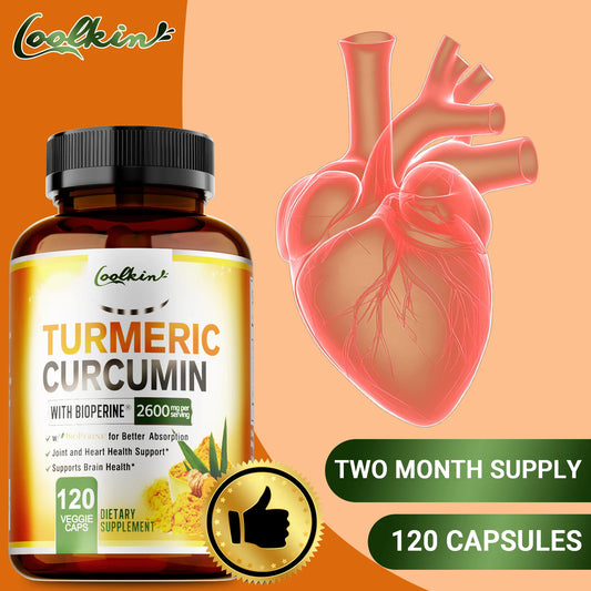Turmeric Curcumin 2600mg - Helps Promote Joint and Heart Health, Improve Mobility, and Enhance Absorption - 120 Capsules