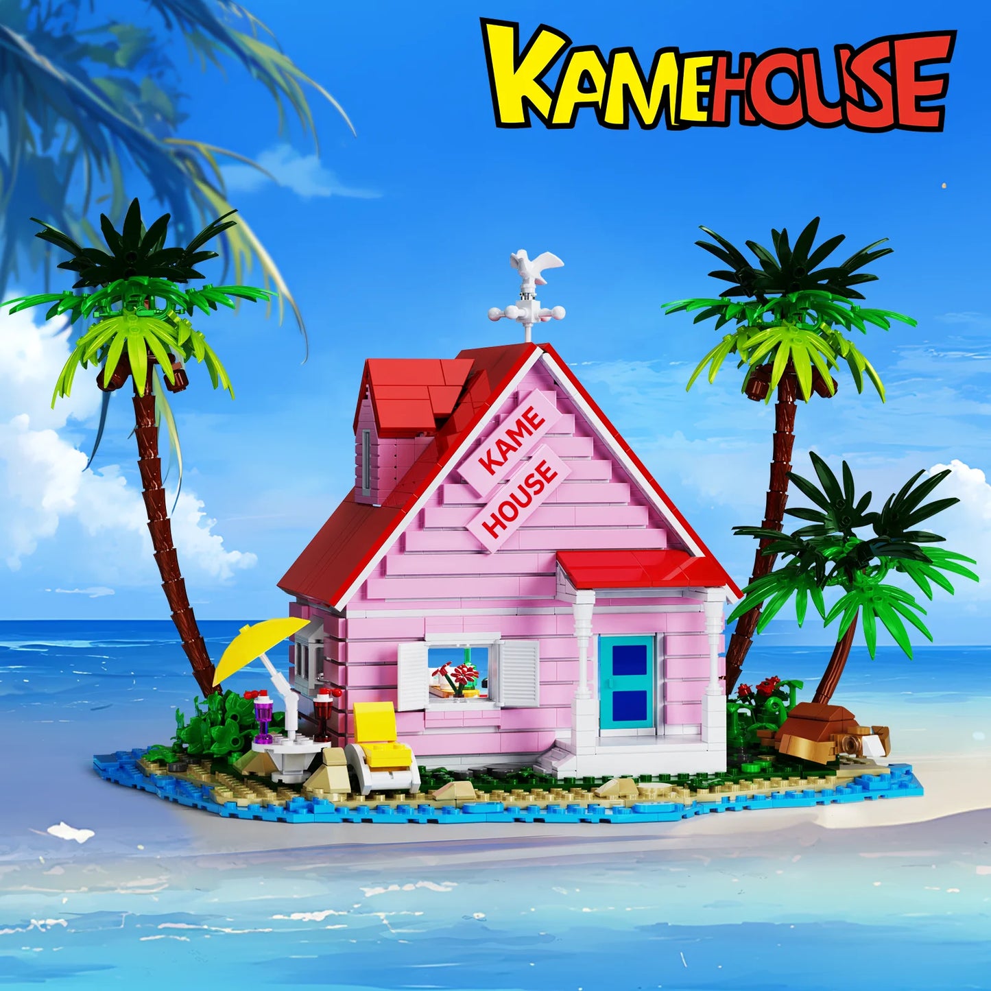 Kame House Building Blocks Kit Anime Seaside House Model Toys Bricks Model Gifts for Fans Kids(1423PCS)