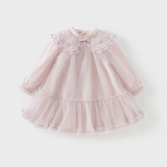 Spring Girl's Dress Cute Mesh Embroidery New Charm Gentle Cute Children's Princess Dress Party Outdoor DB1250678