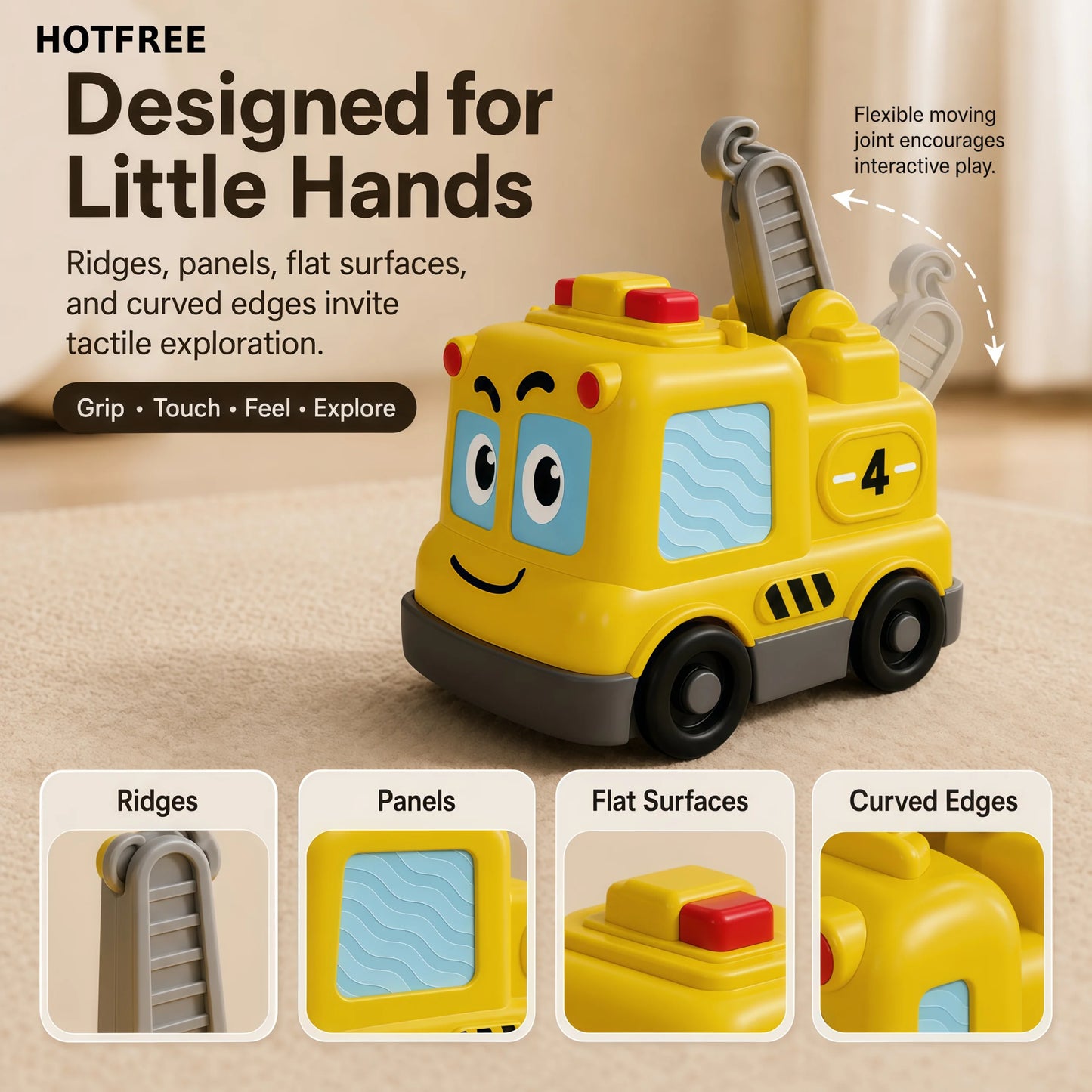 4 in 1 Montessori Toy Cars Set - Stacking Nesting Magnetic Following Toddler Toys 1-2, Sensory Toys with Lights, Music & Cars Toys, STEM Educational Toy, Baby Toys Christmas Birthday Gifts for KIds Boys Girls