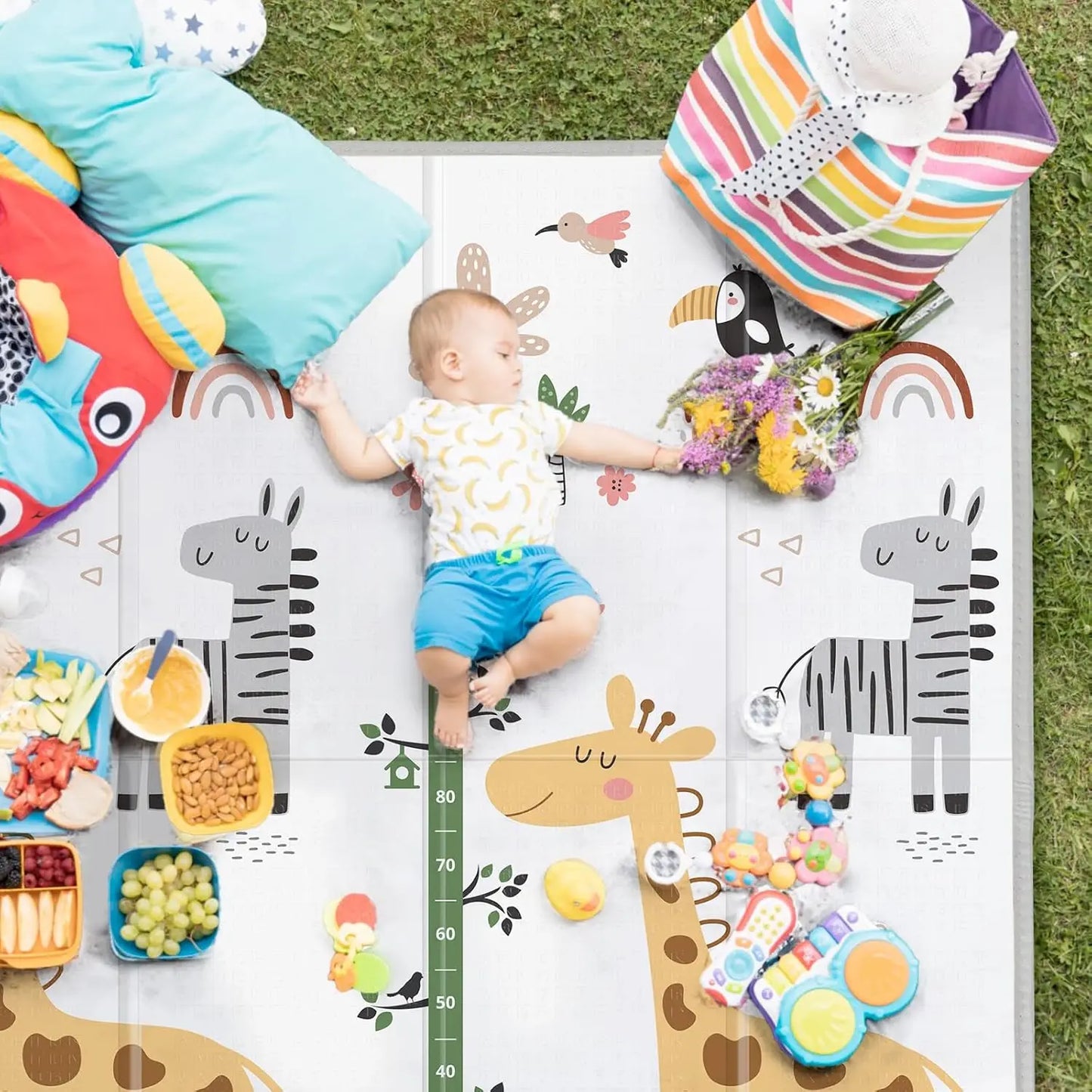 Baby Play Mat for 59''x 59''Playpen,Reversible,0.8 in Thick Waterproof Playmat,Anti-Slip Floor Playing Mats