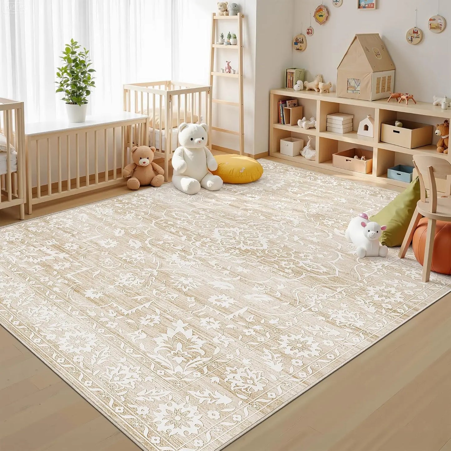 Modern Soft Rug Short Pile, Washable Non-Slip Area Carpet for Living Room & Bedroom Decor