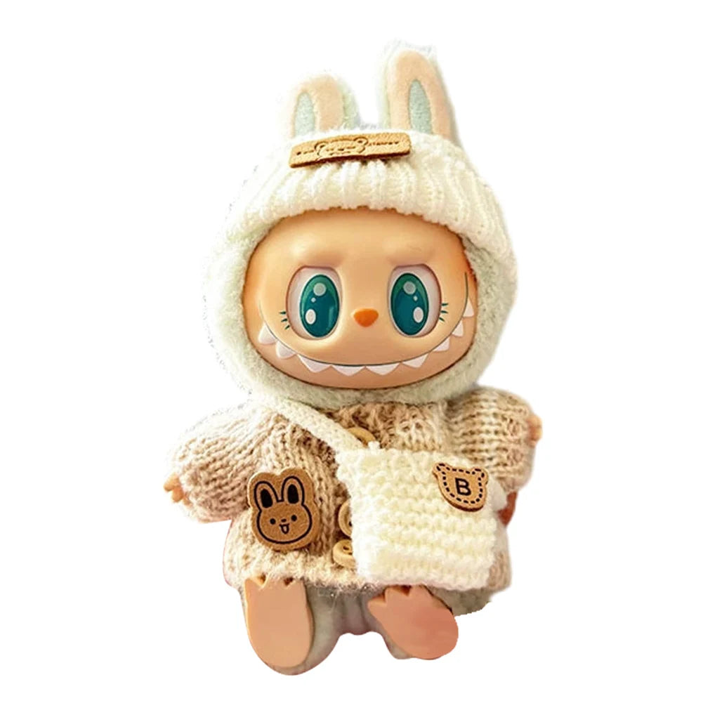 17cm Mini Plush Doll's Clothes Outfit Accessories for Korea Kpop Labubu Dolls Sit Party Overalls Clothing Gift （Only clothes）