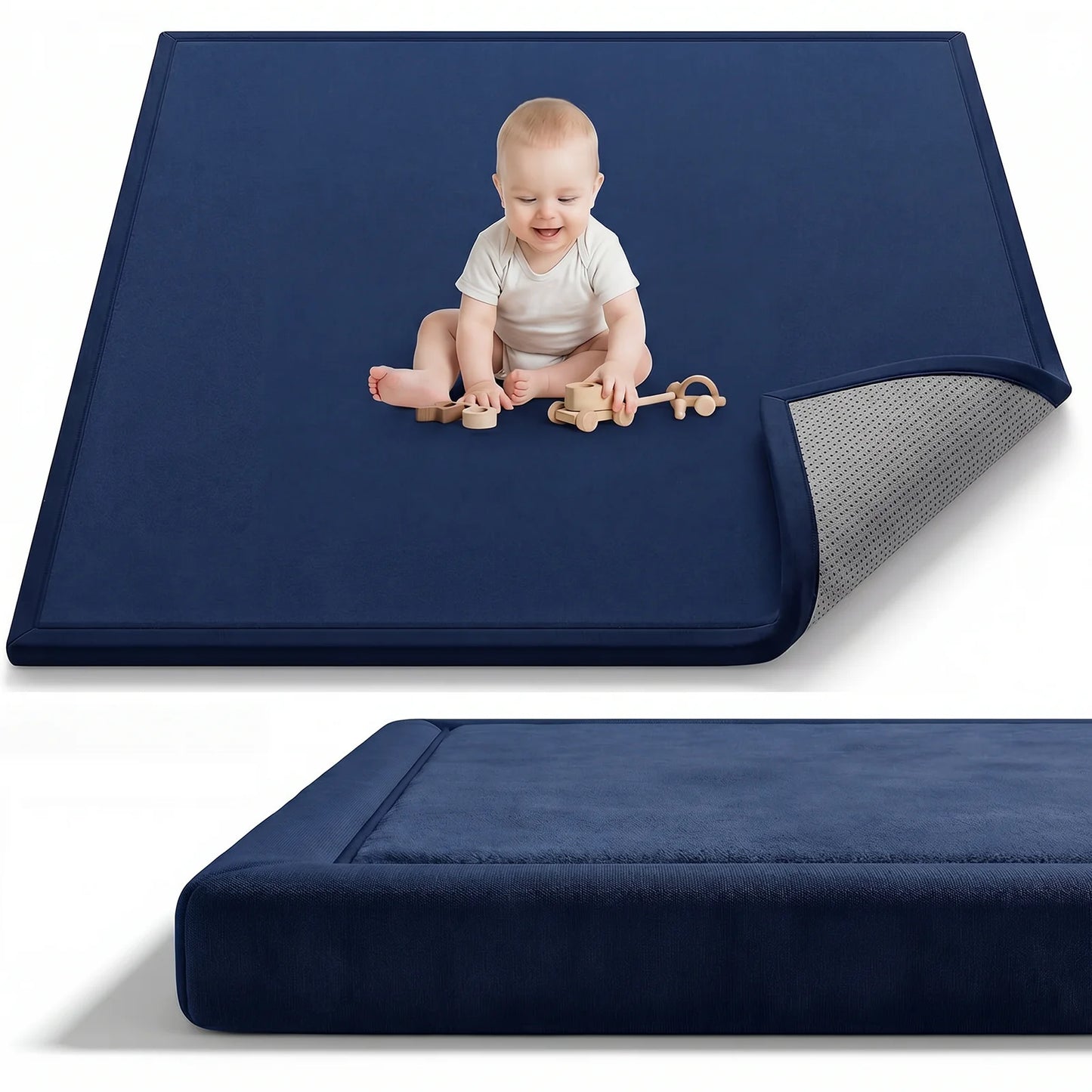 Goyuu Baby Play Mat for Floor Playpen Mat 1.3" Thick Elasti-Foam Padded Cushioning Non-Slip Playroom Tatami-Style Nursery Mat for Tummy Time & Crawling for Babies Toddlers Infants
