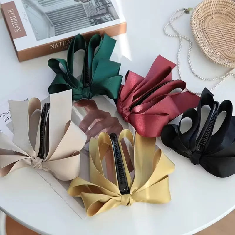 High end satin bow tassel hair clip Y2K style hairstyle decoration ponytail accessory for women Valentine's Day gift