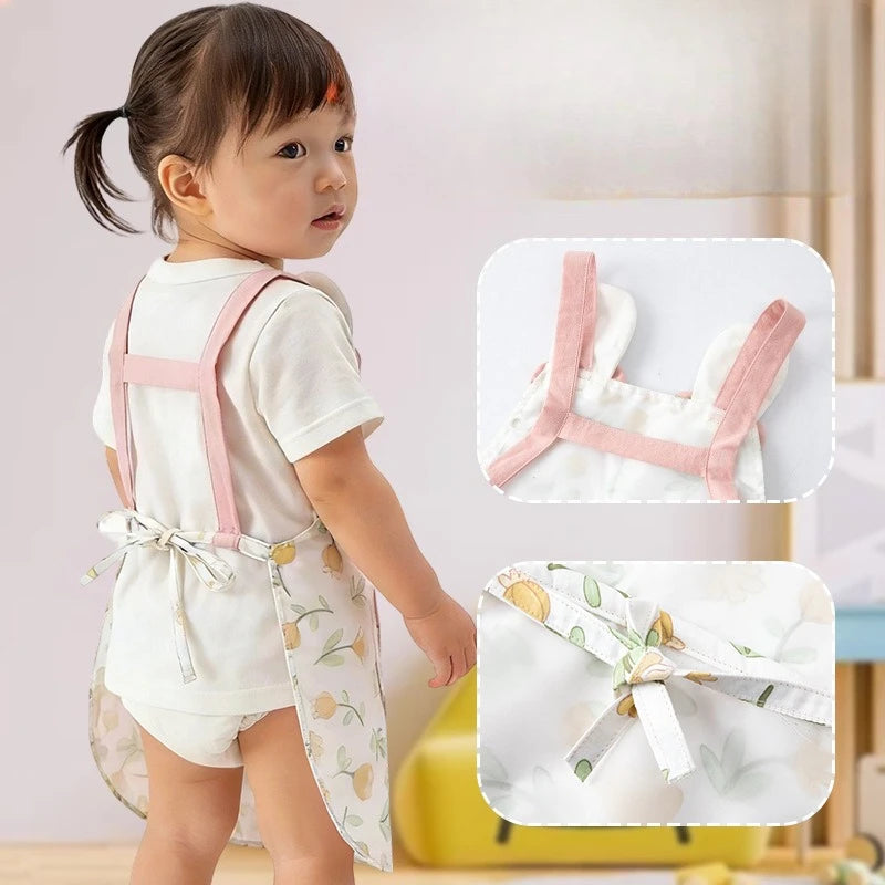 Baby Girl Smock Children Princess Skirt Girl Apron Waterproof Protective  Summer Foreign Style Baby Anti-dirty Bib Rice Pocket