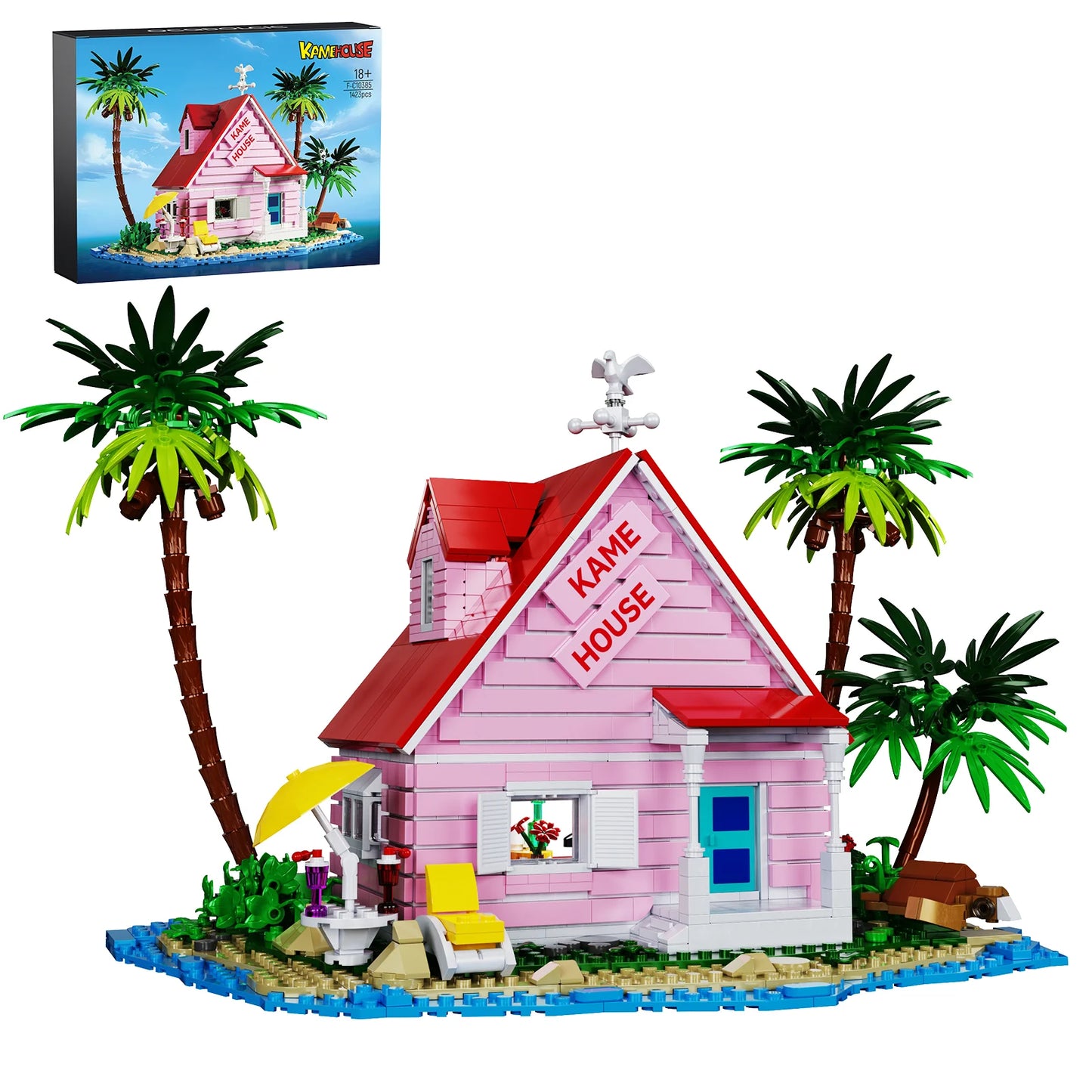 Kame House Building Blocks Kit Anime Seaside House Model Toys Bricks Model Gifts for Fans Kids(1423PCS)