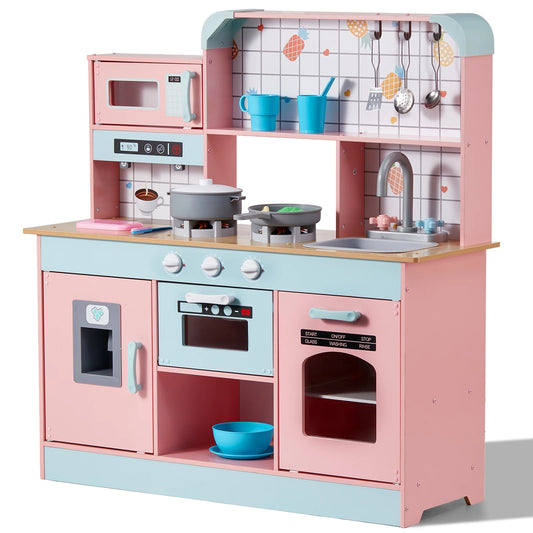 Pretend Play Cooking Toy for Kids Chef Playset Kitchen Accessories with Lights & Sounds for Toddles Girls Boys