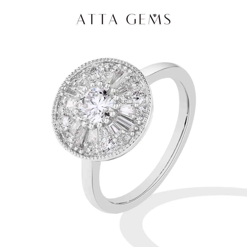 Round Cut 0.5CT Full Moissanite Ring DVVS1 Real 925 Sterling Silver for Women Engagement Fine Jewelry Shipping From USA