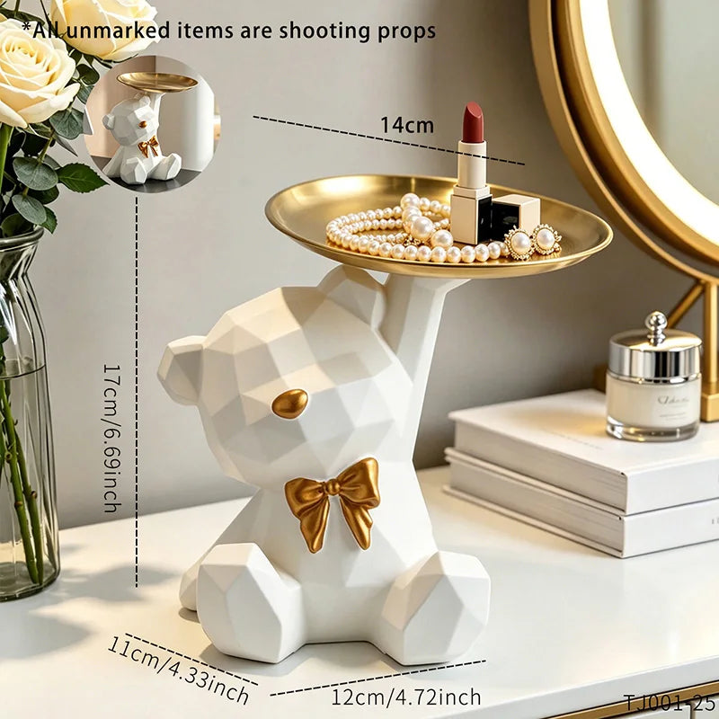 Kawaii Geometric Butterfly Bear Tray Living Room Desktop Decoration Candy Miscellaneous Storage Tray Home Decoration