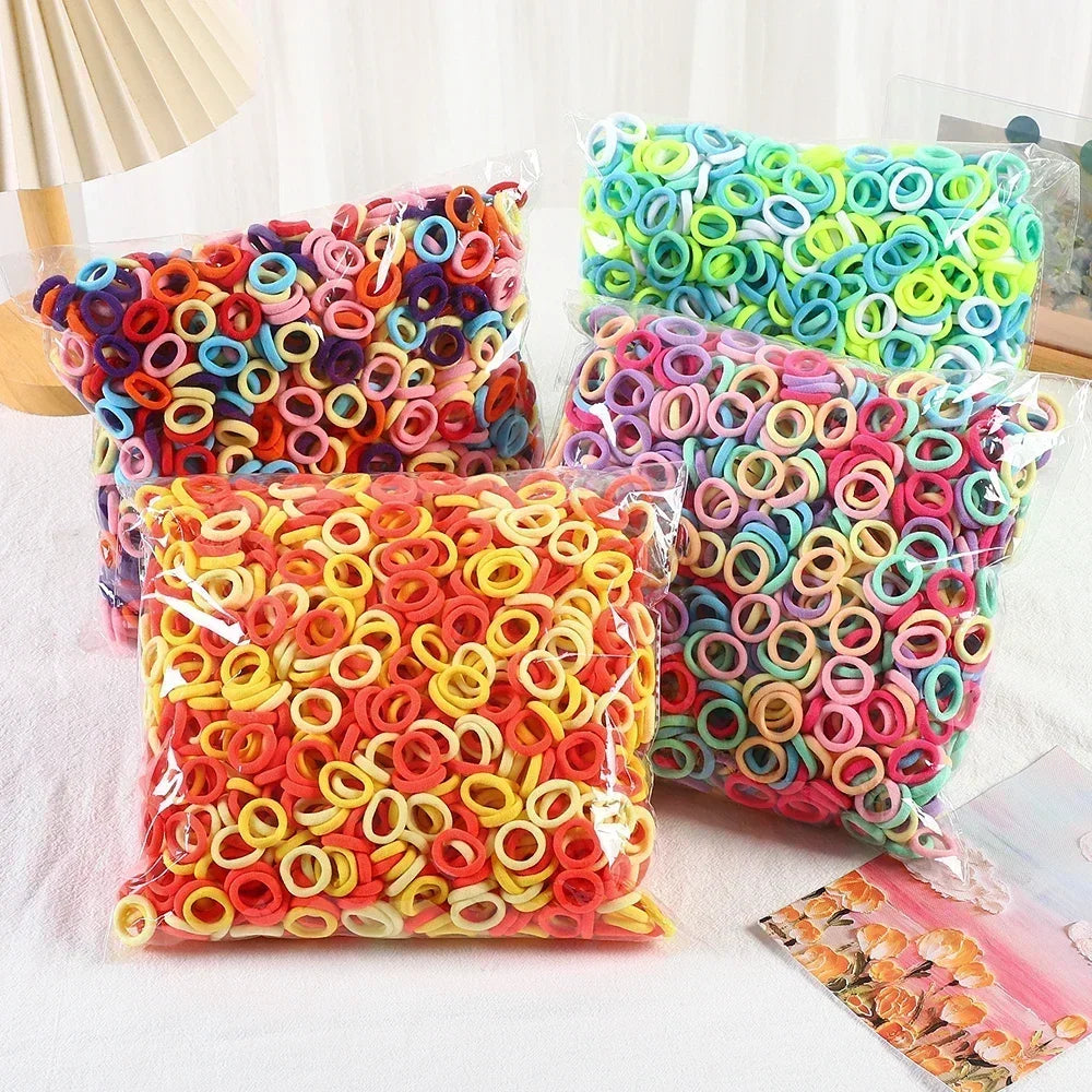 50Pcs Colorful Nylon Elastic Hair Ties for Girls Ponytail Hold Scrunchie Rubber Band Kid Fashion Hair Accessories