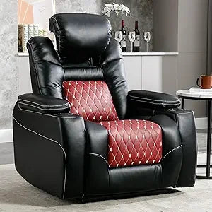 Electric Power Recliner Chair with Adjustable Headrest, Faux Leather Home Theater Seating, Overstuffed Reclining Furniture