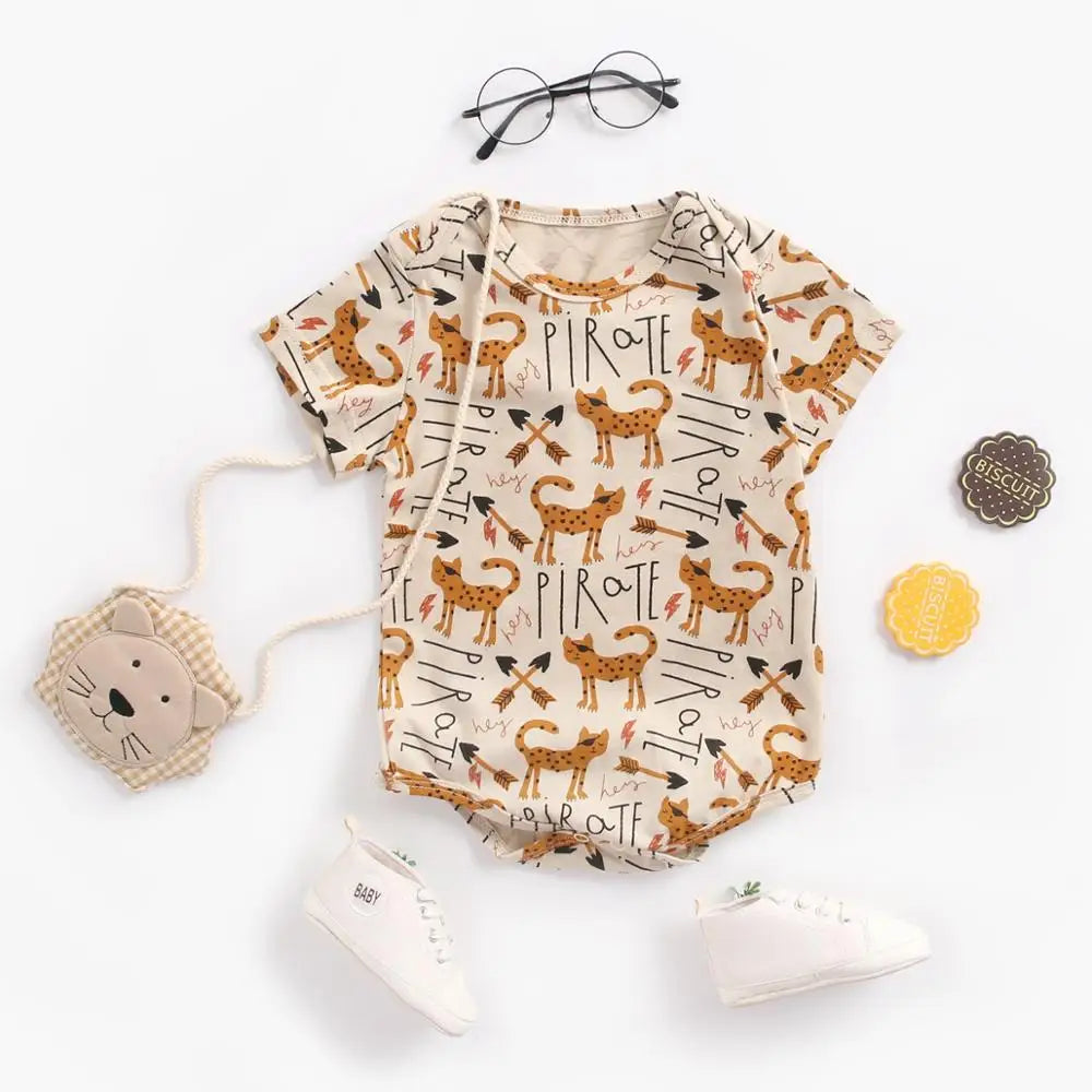 Baby Boys Girls Bodysuits Summer Cotton Toddler Clothes Cartoon Unisex Short Sleeve