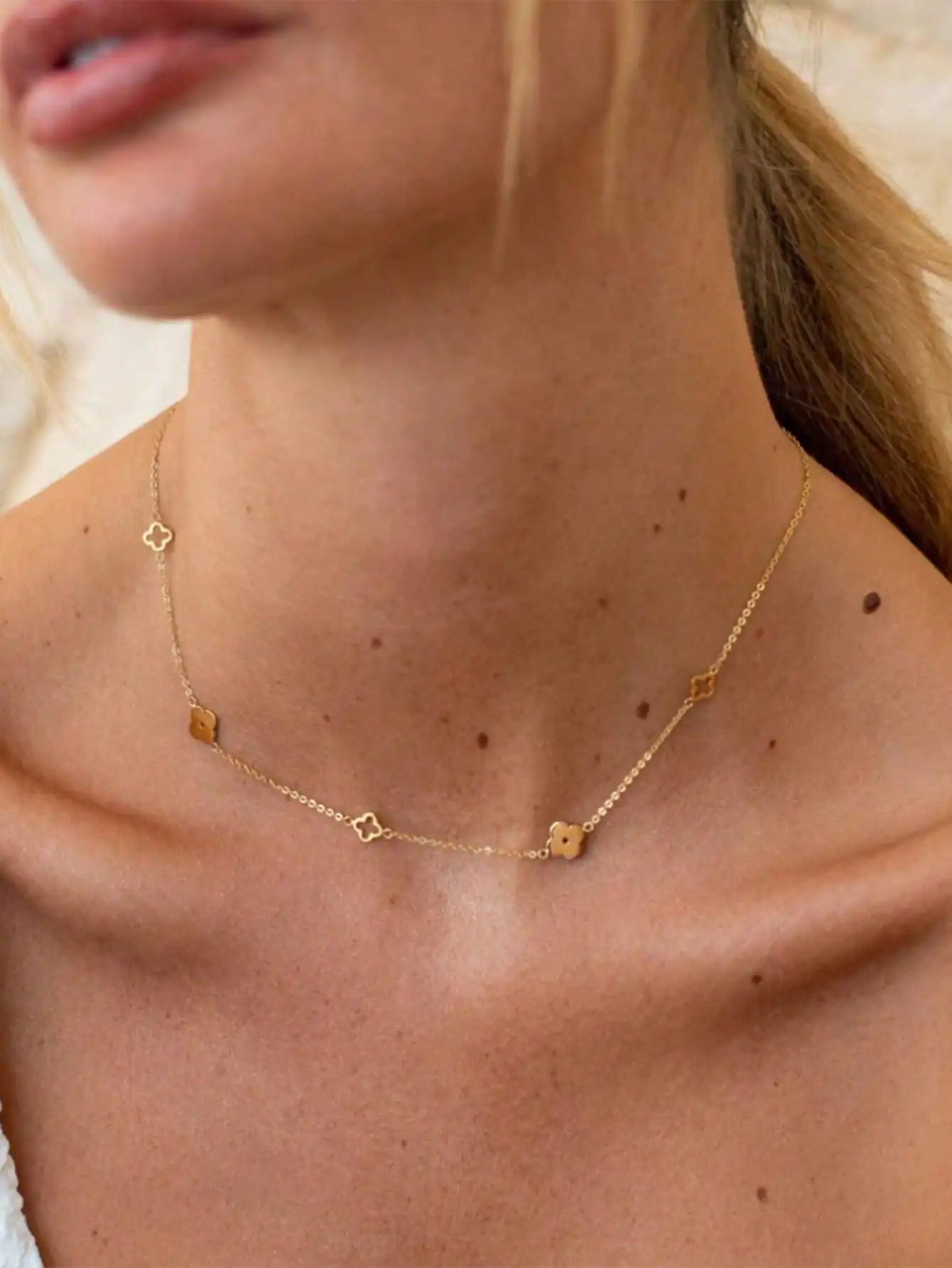 1 Pair Fashion Heart-Shaped Pig Nose Clasp Minimalist Versatile Stackable Stainless Steel Necklace Bracelet Chain For Women