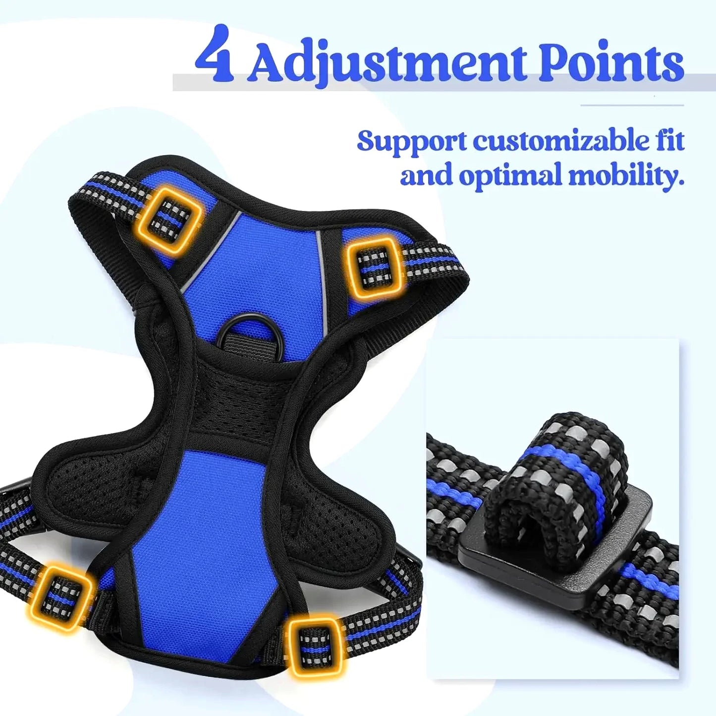 Dog Harness No Pull with 2 Leash Clips, Adjustable Soft Padded Reflective Vest for Small Dogs, Easy Control Handle, Dazzling