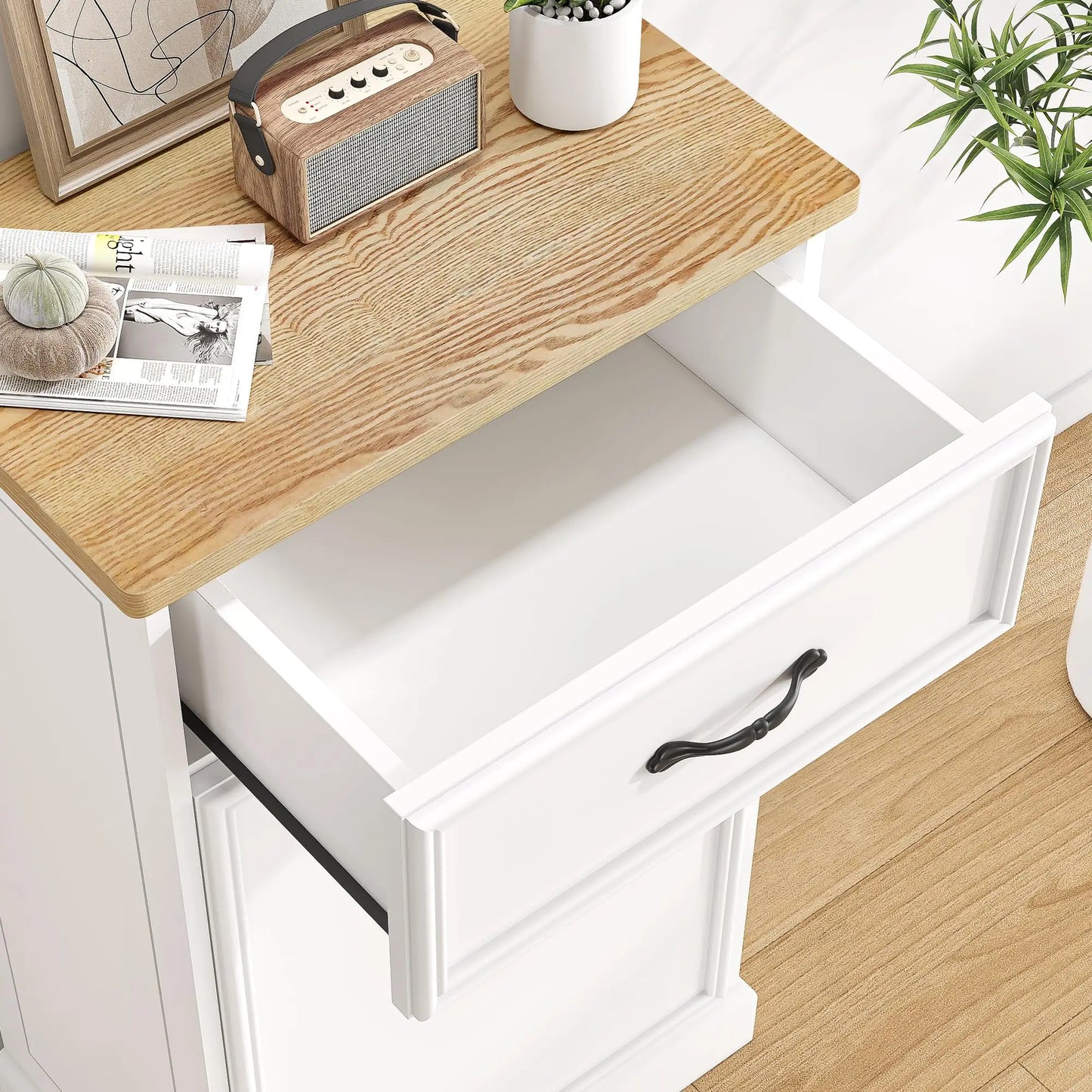 Trash Cabinet Tilt Out, Hidden Trash Can Cabinet 10 Gallon Storage Holder, Freestanding Pet-Proof Garbage Can Cabinet for Kitchen Dining Living Room