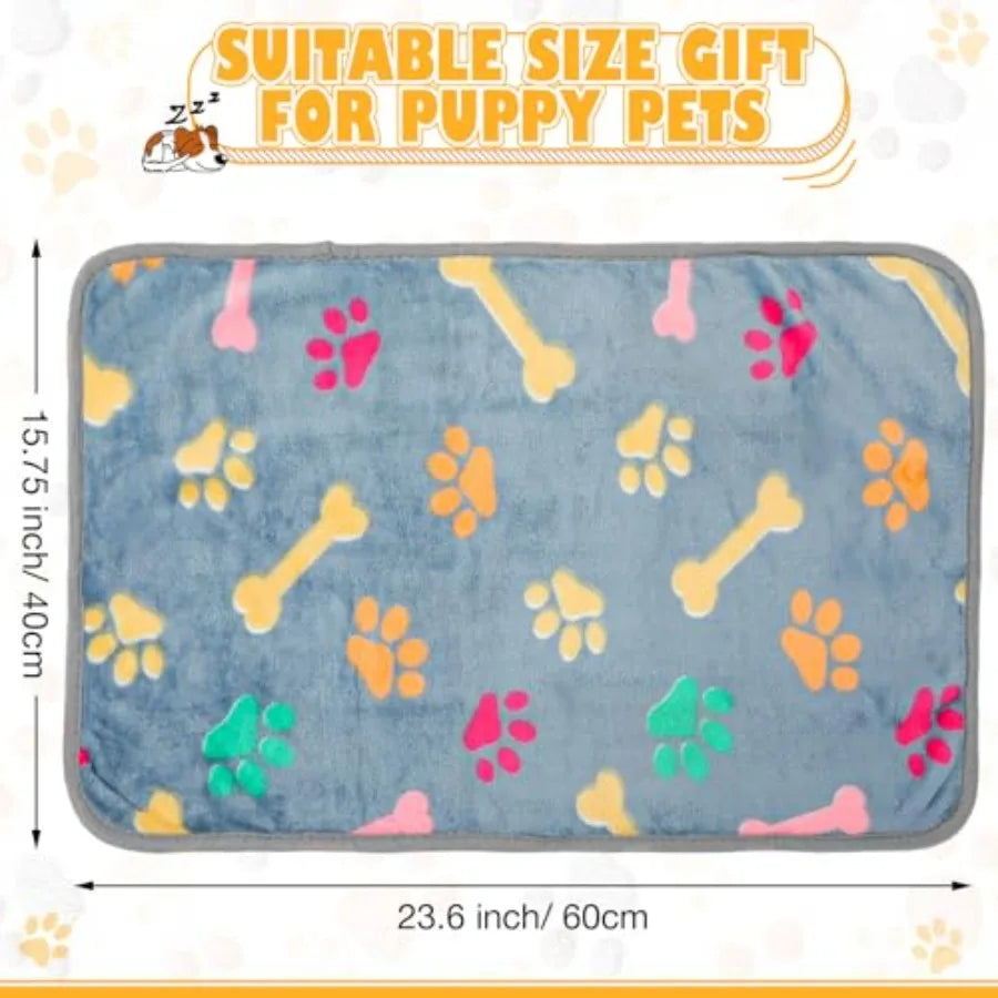 18 Pcs Fleece Pet Blanket Soft Warm Sleep Mat Fluffy Cute Puppy Supplies Paw Bone Star Elephant Dot Heart Print Design Bed Blan