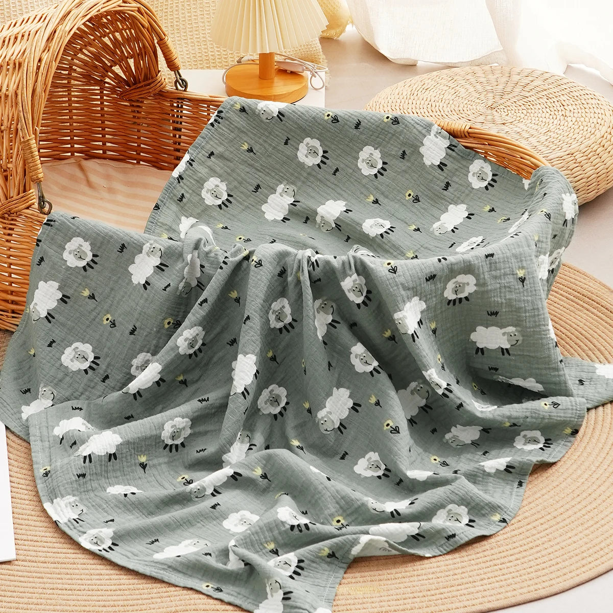 All Season New Arrival 100% Cotton Baby Muslin Swaddle Blanket Newborn Bath Towel Cute Infant Quilt Size 100x100cm