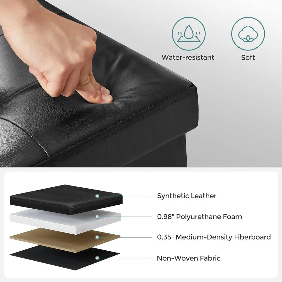 Collection - 43 Inches Storage Ottoman Bench With Flipping Lid, Storage Chest With Iron Frame Support, Load 660 L